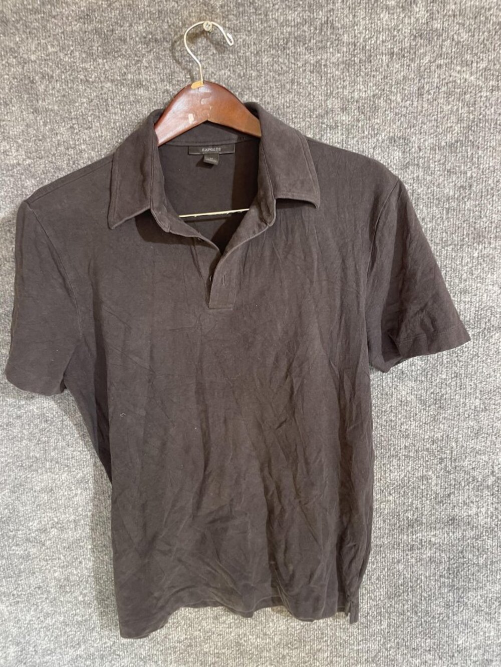Express Polo Shirt Mens Medium Black Short Sleeve Stretch Cotton Spandex Casual